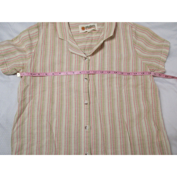Mollusk California Top Medium M Women's Cotton Linen Blend Striped Button Down - Picture 8 of 9